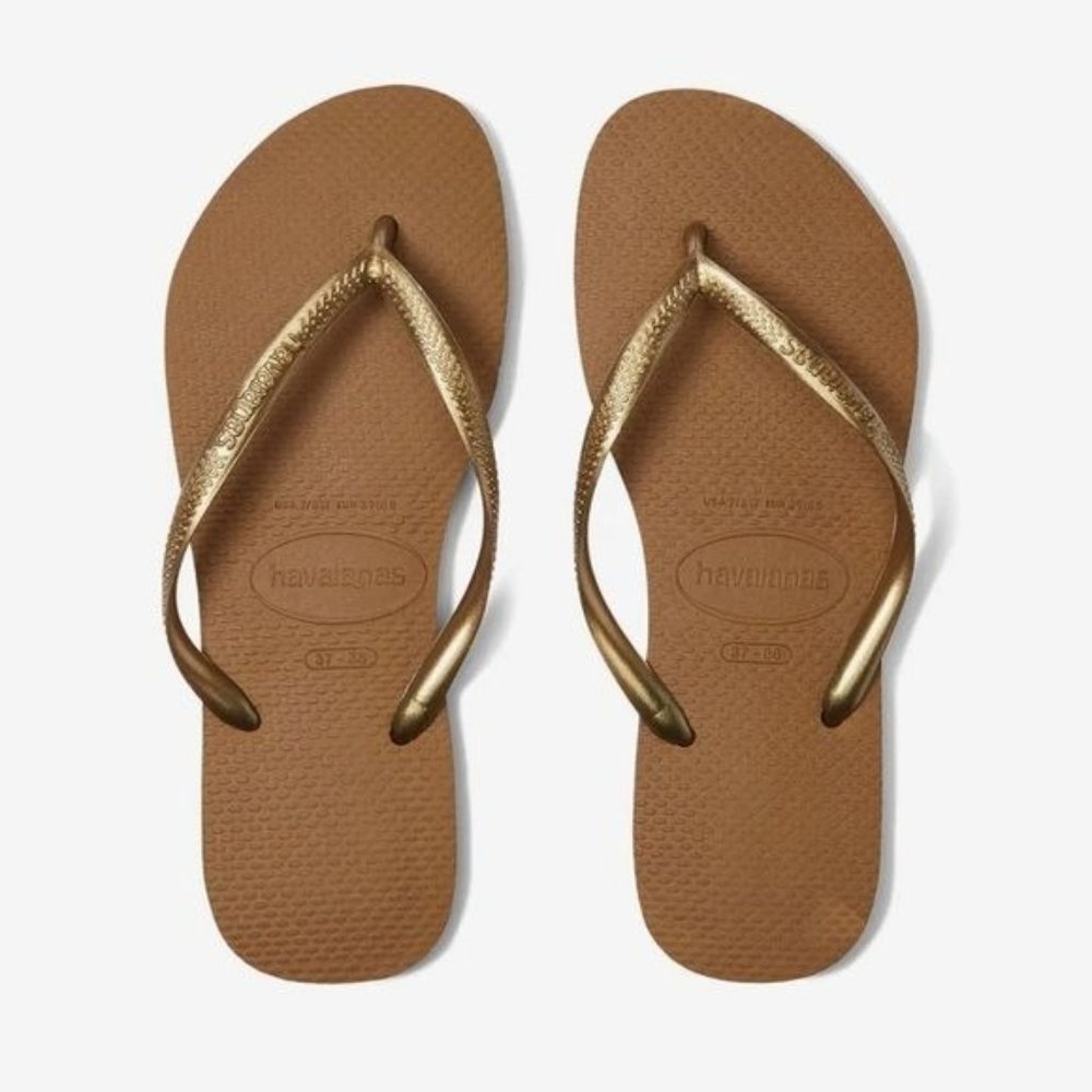 Havaianas Slim Flip Flop Sandal Bronze Size 5/6